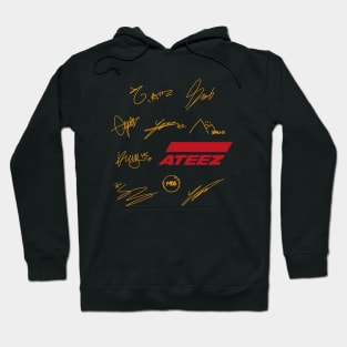 Design with the signatures of ateez Hoodie